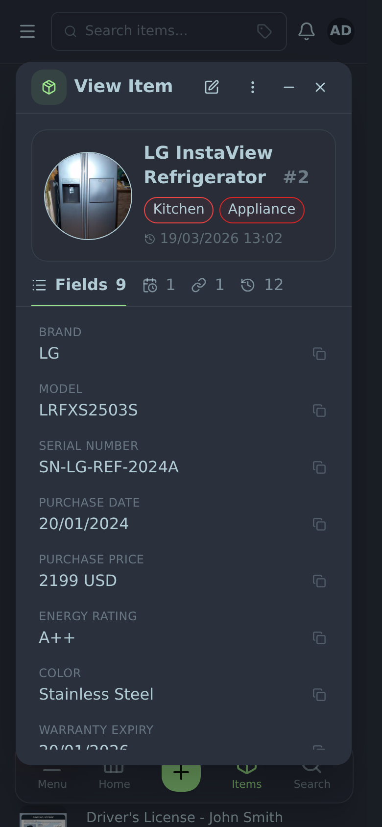 Item details